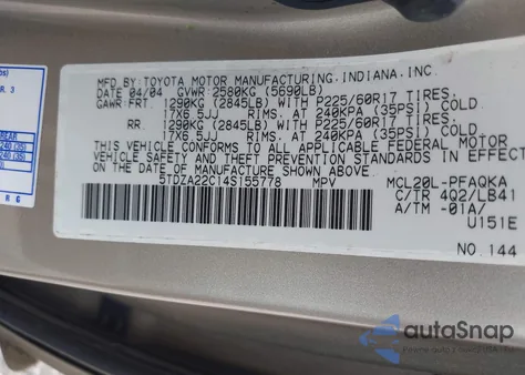 2004 Toyota Sienna Xle/Xle Limited from USA, damaged, VIN 5TDZA22C14S155778